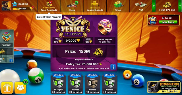 Trophy Road 8 ball pool Free Rewards Trophies