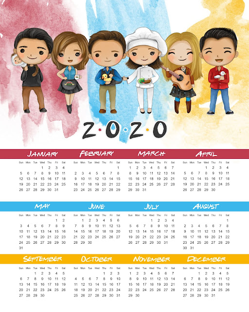 Friends: Free Printable 2020 Calendar.