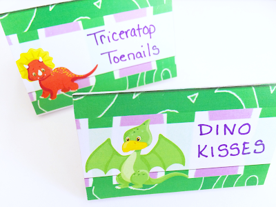 Dino-mite! These dinosaur party table cards are perfect for adding the guest's names to the dinner table.  Or maybe we can use them to add fun food names to the dessert table. Or maybe we can even name the party games or party favors....the possibilities are endless.  These table cards are perfect for our dinosaur party and they are free printables!