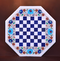 Chess Board in white Marble Inlay Art