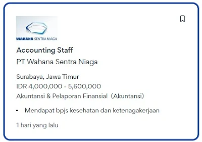 Lowongan Pekerjaan di PT Wahana Sentra Niaga sebagai Accounting Staff