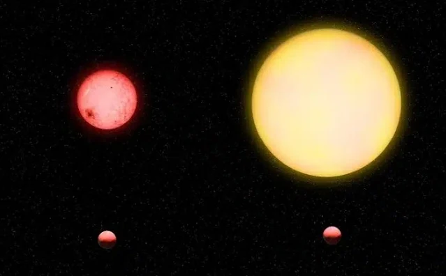 Comparación del tamaño del Exoplaneta TOI-5205 y su estrella madre