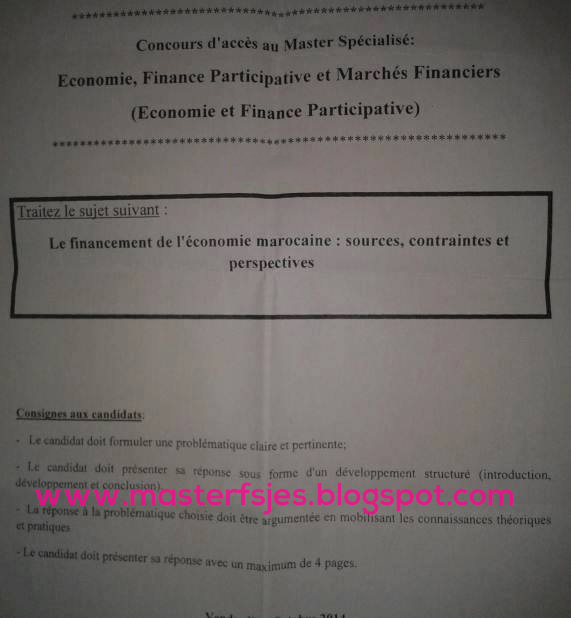 Master Economie Finance Participative et Marche Financier - Fsjes Fes