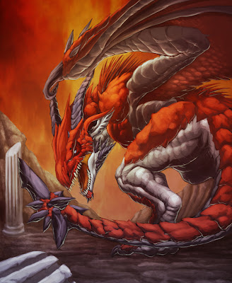 big red dragon - beautiful dragon illustrations - fantasy dragons fan art