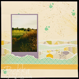 An evening stroll scrapbook page featuring the Gorgeous Grunge Stamp Set and Afternoon Picnic Papers from Stampin' Up!   Check Bekka's blog every Saturday for a new Scrapbook Page