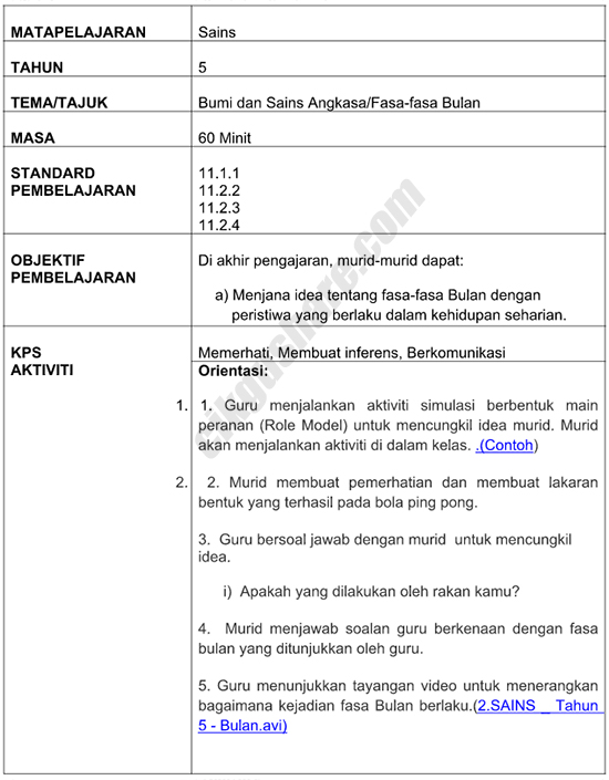 Contoh Strategi & Rancangan Mengajar Mengikut Format 