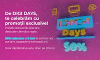 "DIGI Days" revine cu o reducere de 50% în primele 6 luni la orice serviciu nou ales sau upgradat (sau opțiune suplimentară)