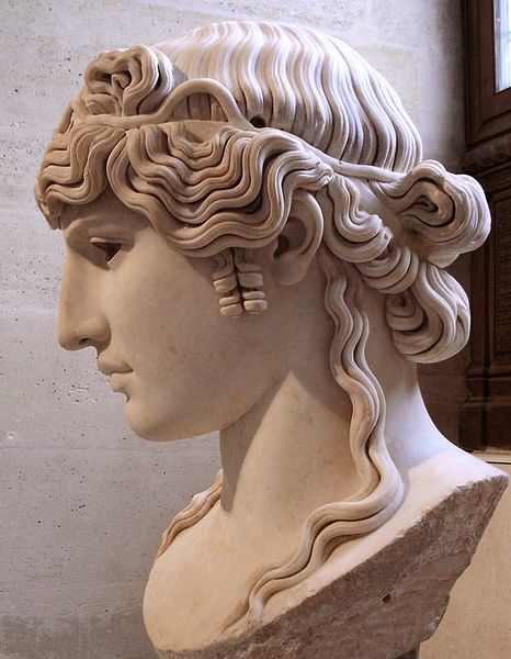 Roman bust of Antinous, c. 130 AD." Image Source: Wiki via Ancient ...