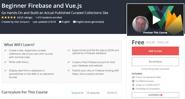 [100% Off] Beginner Firebase and Vue.js| Worth 19,99$ 