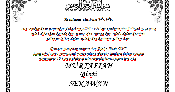 Contoh Surat Undangan Tahlil Kematian Format Word - Tugas 