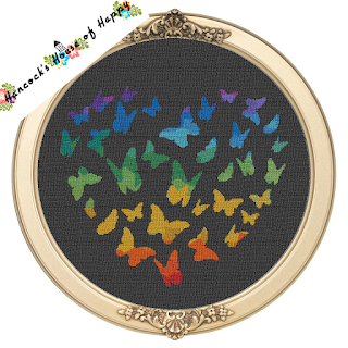 cloud of butterflies cross stitch pattern