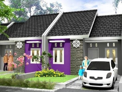 warna ungu rumah minimalis type 36 60