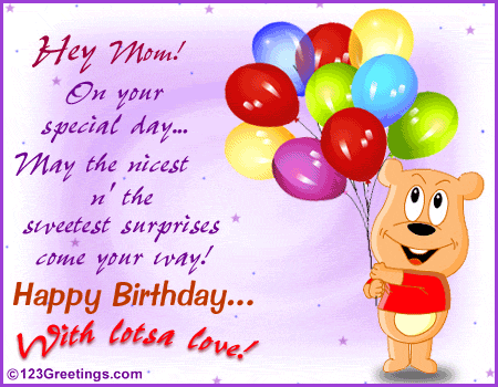 Happy birthday mother cards animation has cartoon monkey bday wishes
