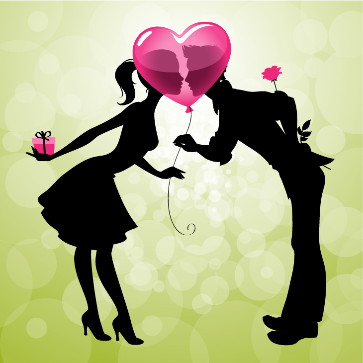 Bezierinfoベジェインフォ キスするカップルのシルエット Cartoon Couple Kiss Silhouette イラスト素材