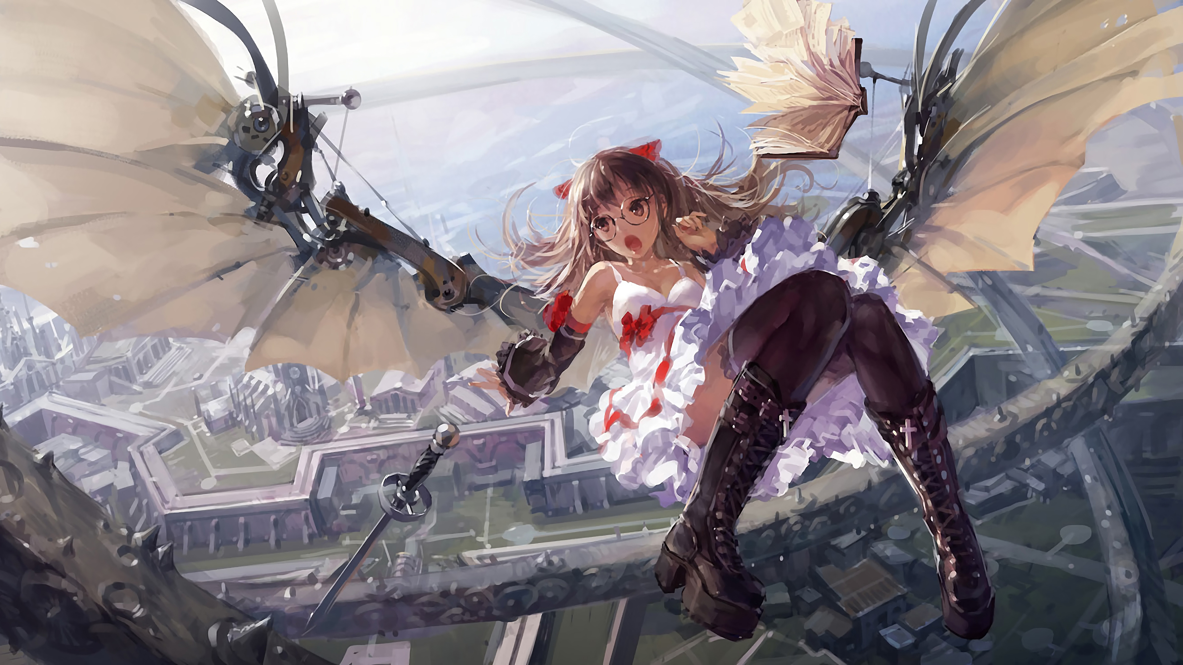 Anime, Girl, Flying, Fantasy, 4K, 3840x2160, #9 Wallpaper