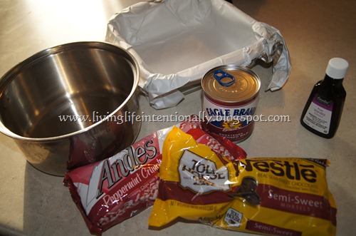 gather all your ingredients including Andes Peppermint Chips