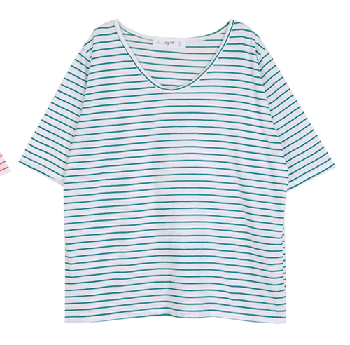  Striped Round Neck Half Sleeve T-Shirt