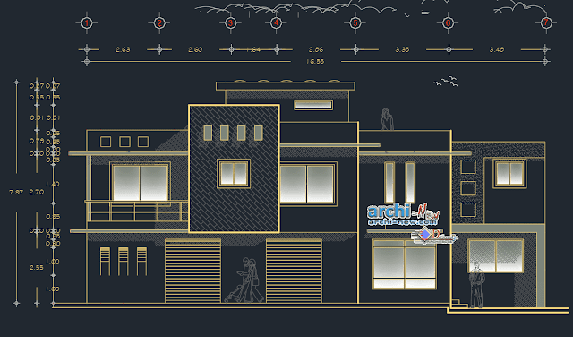 Family house two levels in AutoCAD 