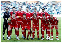 REAL VALLADOLID C. F. - Valladolid, España - Temporada 2010-11 - Justo Villar, Barragán, Jordi Figueras, Juanito, Óscar y Nauzet; Peña, Javier Baraja, Sisi, Javi Guerra y Nafti - RECREATIVO DE HUELVA 0, REAL VALLADOLID 1 (Javi Guerra) - 12/02/2011 - Liga de 2ª División, jornada 24 - Huelva, estadio Nuevo Colombino