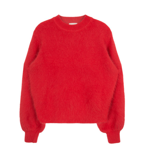  Solid-Colored Woolen Knit Sweater