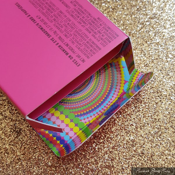 inside of carboard box from MAC Manish Arora collection in colourful print