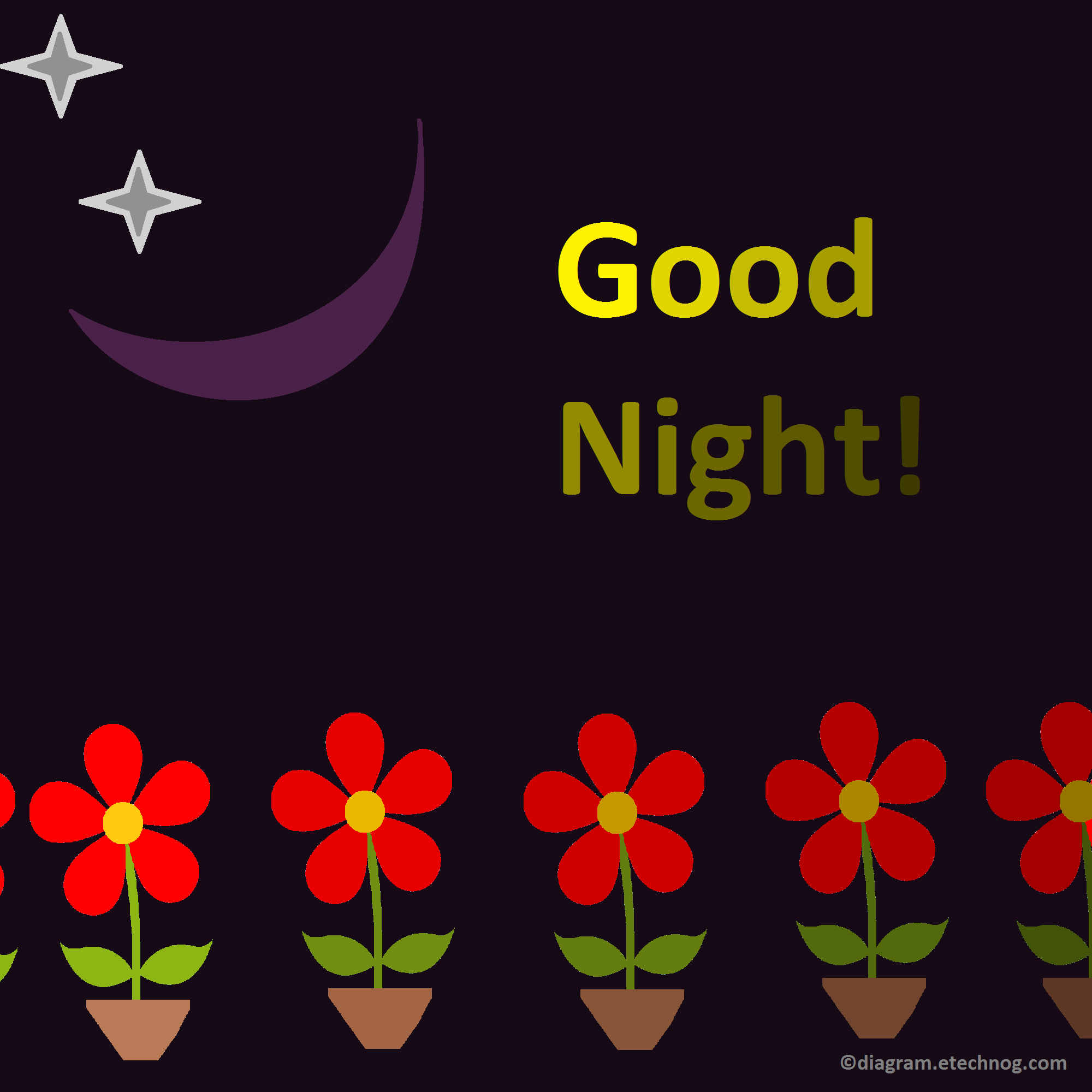 Good Night Image(with moon, flower)