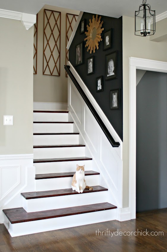 black accent wall stairs