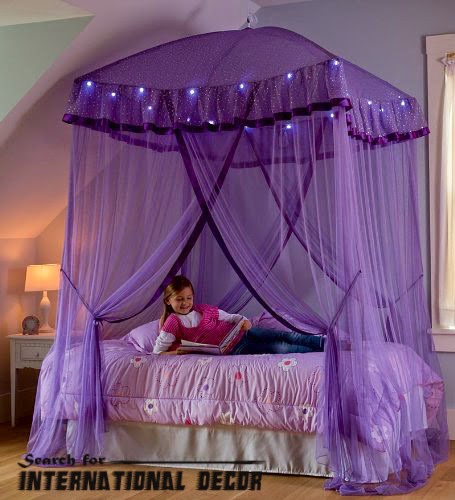 four poster bed canopy, canopy bed, romantic bedroom, purple canopy ...