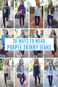 30 ways to wear purple skinny jeans | awayfromtheblue blog