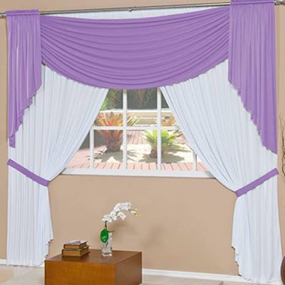 cute purple and white curtains