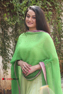 Actress Sonia Agarwal Stills in Green Anarkali Dress at Agalya Tamil Movie Launch  0005.jpg