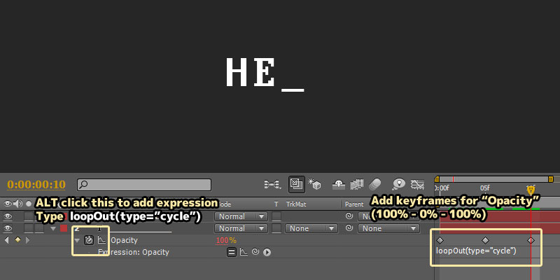 AfterEffects Old Console Text With Blinking Cursor