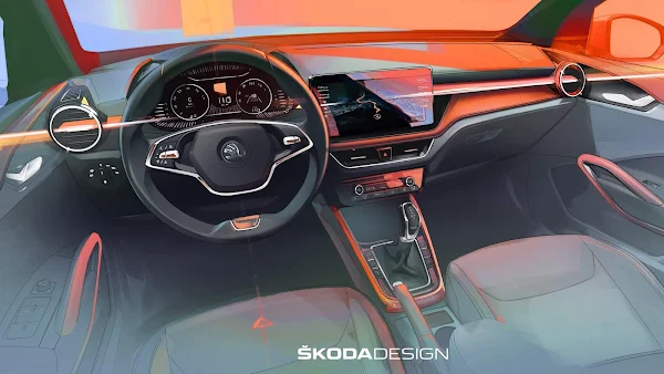 Nova geração do Škoda Fabia em teaser do interior revelado