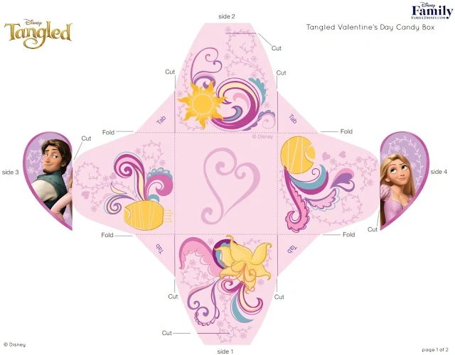 Rapunzel: Caja para Imprimir Gratis, Especial San Valentín.