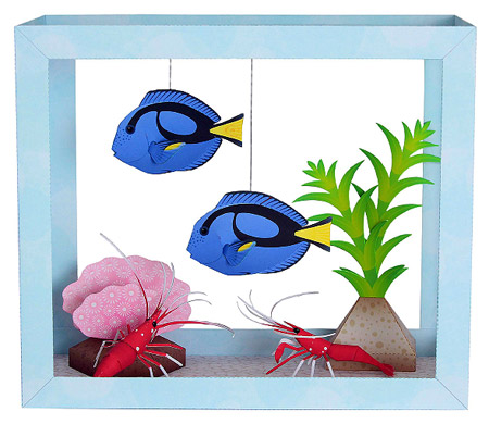 Aquarium Papercraft Blue Tang Fire Shrimp