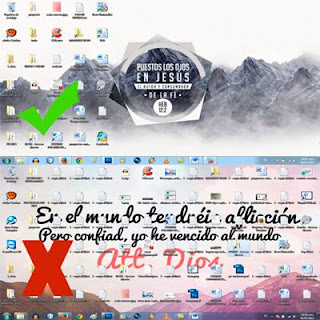 Escritorio de Windows organizado Vs Escritorio de Windows lleno y desordenado.