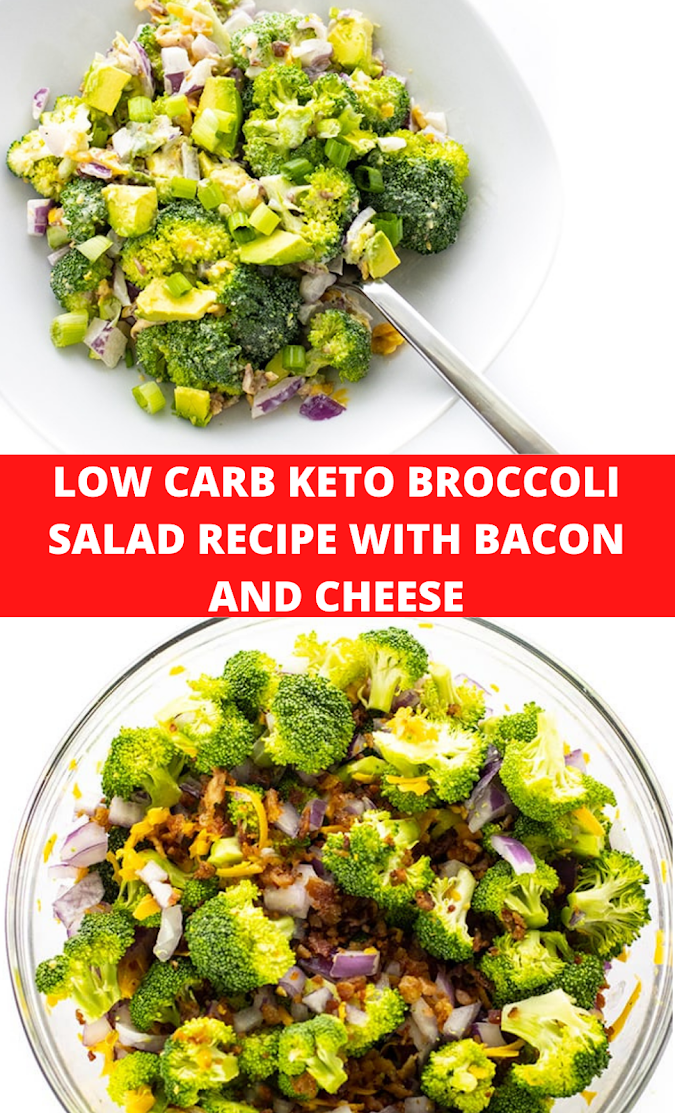 LOW CARB KETO BROCCOLI SALAD RECIPE WITH BACON AND CHEESE - Tips Pedia