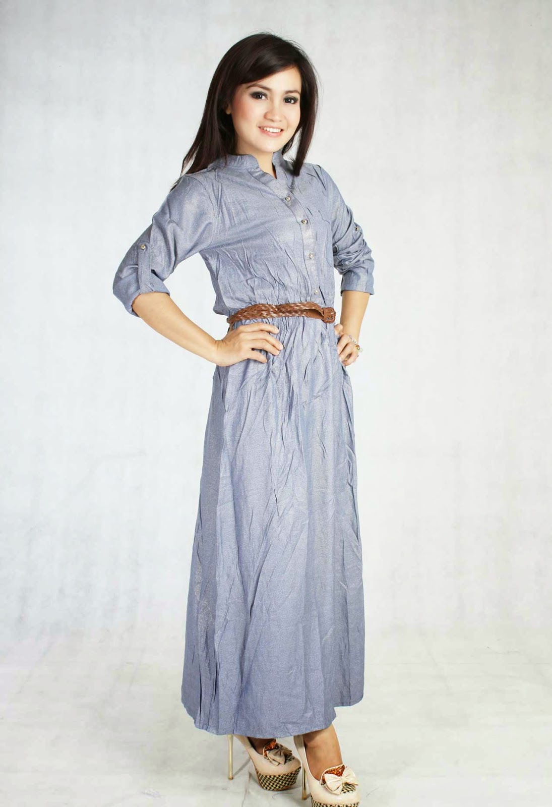  Model  Baju  Dress  Panjang  Dengan Desain Yang Cantik