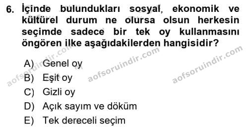 aöf türk anayasa hukuku dersi ara sınav vize 2019 2020 yılı 6.soru