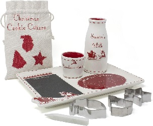 Image: Child to Cherish Santa's Message Christmas Plate Set with Cookie Cutters, Santa plate, Santa milk jar, and Reindeer Treat Bowl
