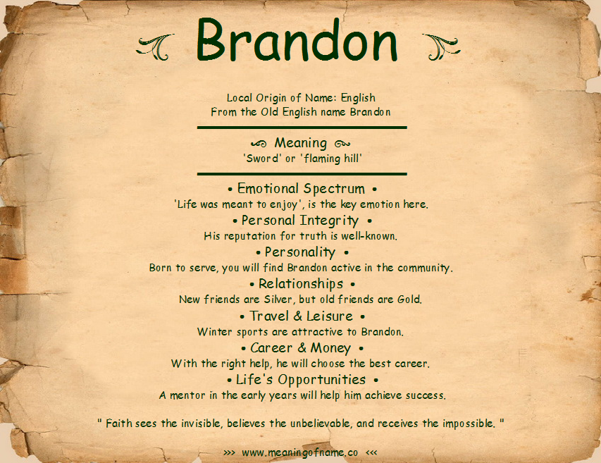 Brandon Name Meaning: Origin and Significance