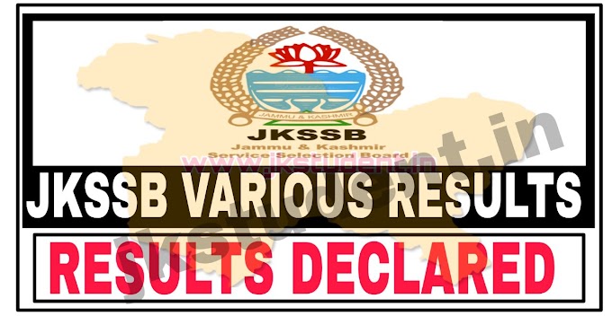 JKSSB Result Of Various Posts Declared Check Here