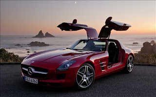 2011 Red Mercedes-Benz SLS AMG US Version Top View