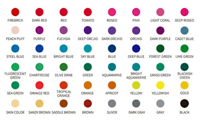 Web image of color swatches for Spreey Brush Pen 48 piece set