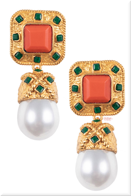 ♦Valére Poseidon orange gold-plated multistone earrings #jewelry #pantone #orange #brilliantluxury