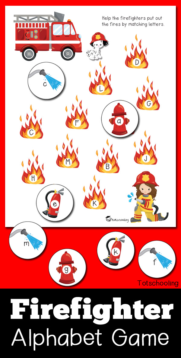 Firefighter Alphabet Game Totschooling Toddler Preschool Kindergarten Educational Printables