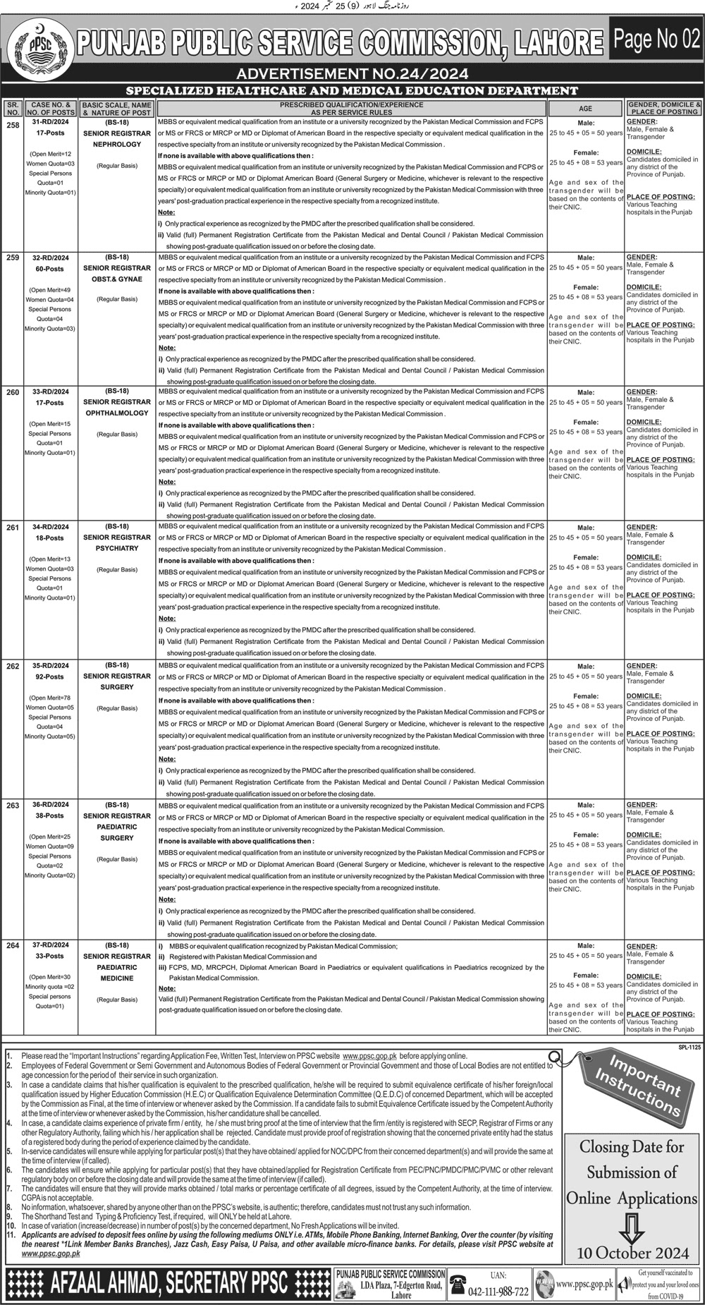Punjab Public Service Commission PPSC Jobs Advertisements No 24 Online Apply