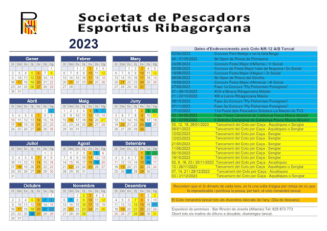 Calendari 2023 de Concursos i Esdeveniments de la SPE Ribagorçana