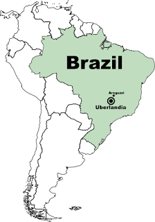 [Map: Brazil, showing Uberlandia and Araguari]