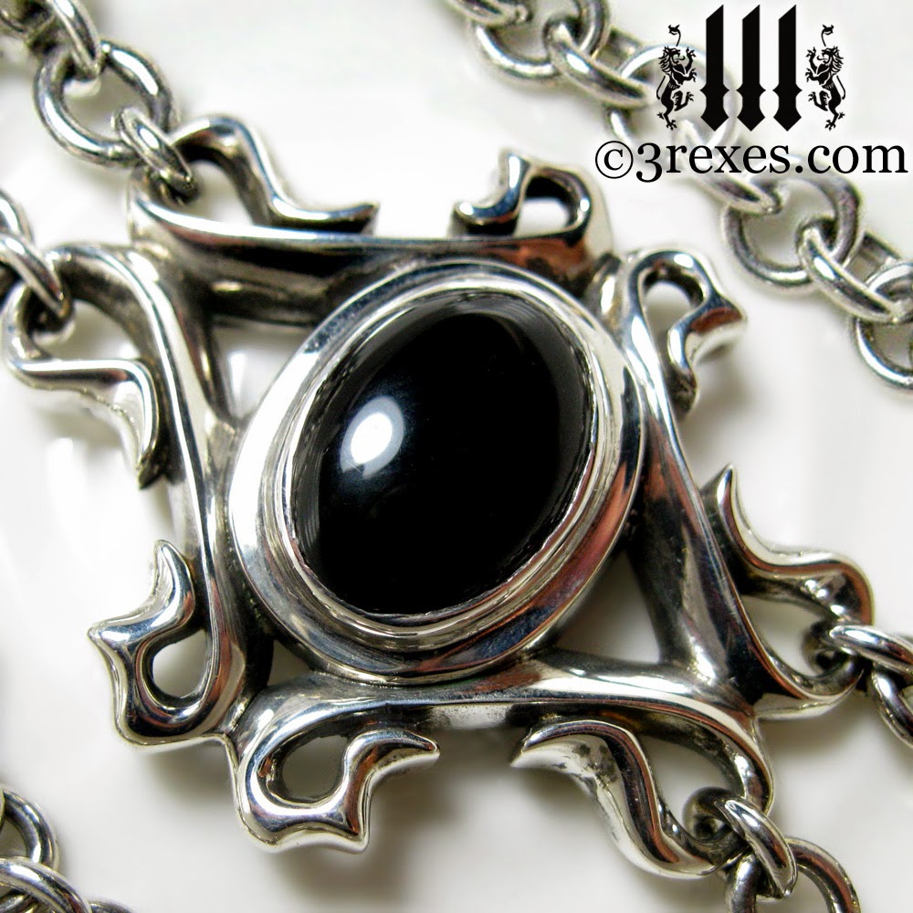 empress black onyx choker gothic silver necklace